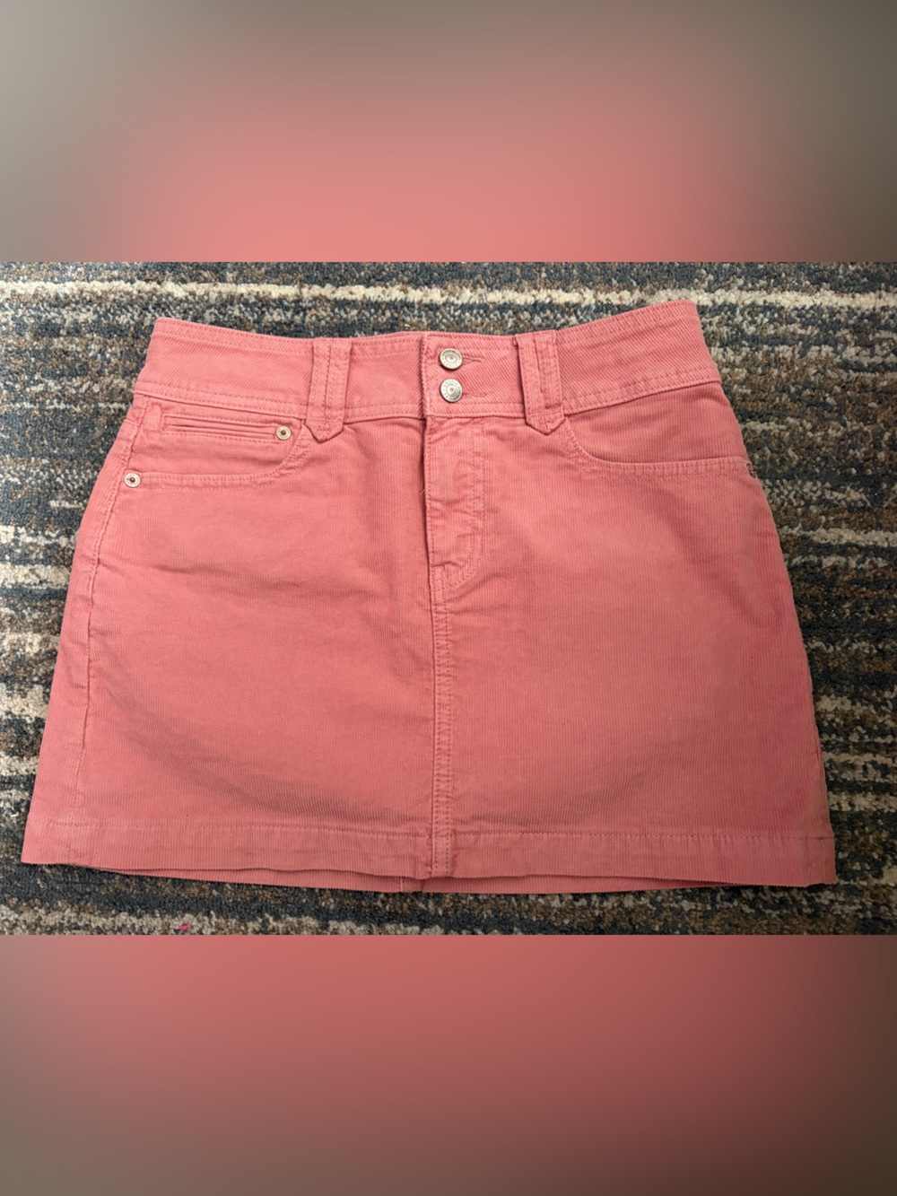 American Eagle Outfitters High Waisted Coral Denim Skirt